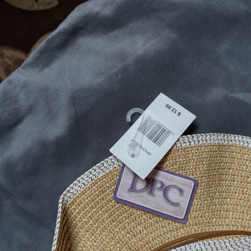 DPC Tan And White 100% Straw Hat/One Size - Picture 4 of 7